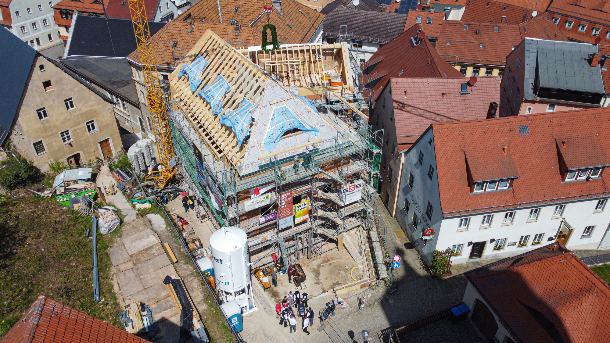 Drohnenaufnahme vom Bauprojekt "Alte Bäckerei" in Königstein