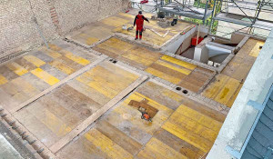 Die Decke über dem 2. Obergeschoss wurde für die Betonage vorbereitet...