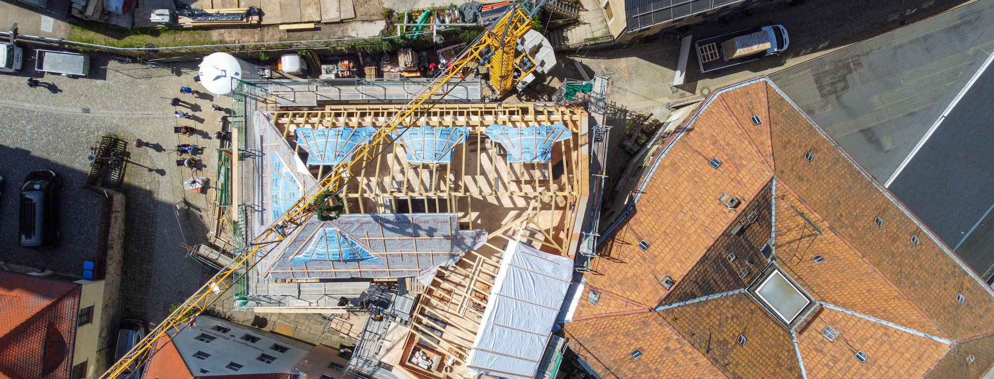 Drohnenaufnahme vom Bauprojekt &quotAlte Bäckerei" in Königstein