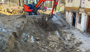 Tiefbauarbeiten am Gasthof Waldhaus in Sebnitz